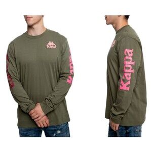 Kappa Mens Authentic Ruiz Long Sleeve T-shirt Size S Green Pink Athleisure Hike